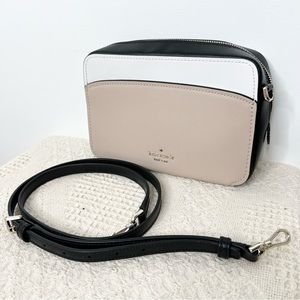 Kate Spade Lauryn Colorblock Camera Crossbody Bag Warm Beige Multi Leather
